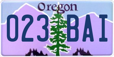 OR license plate 023BAI