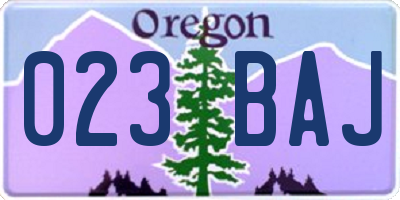 OR license plate 023BAJ