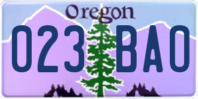 OR license plate 023BAO