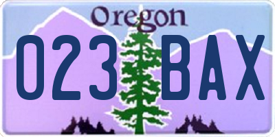 OR license plate 023BAX