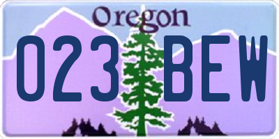 OR license plate 023BEW