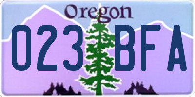 OR license plate 023BFA