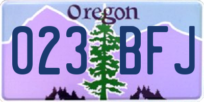 OR license plate 023BFJ