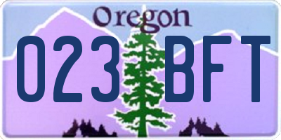 OR license plate 023BFT
