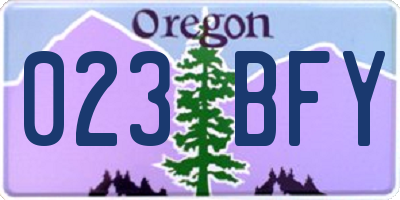 OR license plate 023BFY