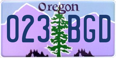 OR license plate 023BGD
