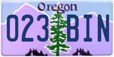 OR license plate 023BIN