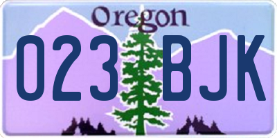 OR license plate 023BJK