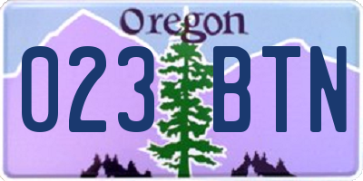 OR license plate 023BTN