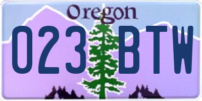 OR license plate 023BTW