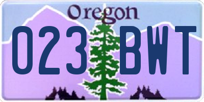 OR license plate 023BWT