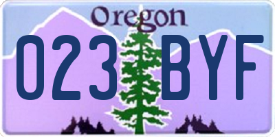 OR license plate 023BYF