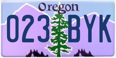 OR license plate 023BYK