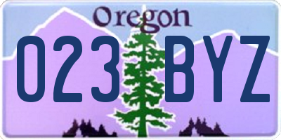 OR license plate 023BYZ