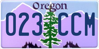 OR license plate 023CCM