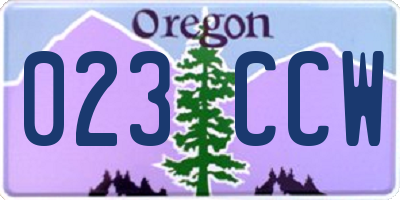 OR license plate 023CCW