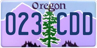 OR license plate 023CDD
