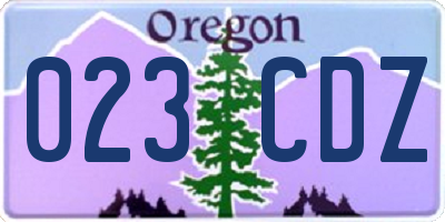 OR license plate 023CDZ