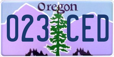 OR license plate 023CED