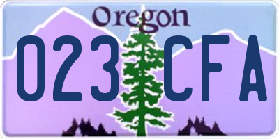 OR license plate 023CFA