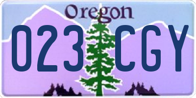 OR license plate 023CGY