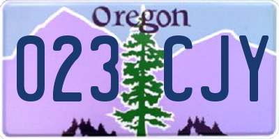 OR license plate 023CJY