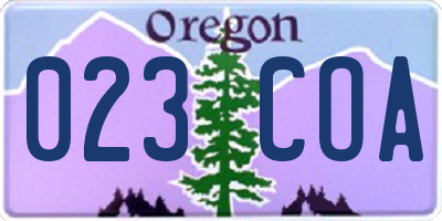 OR license plate 023COA
