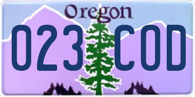 OR license plate 023COD