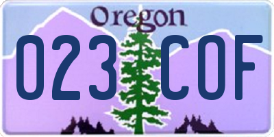 OR license plate 023COF