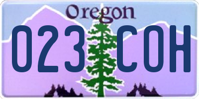 OR license plate 023COH
