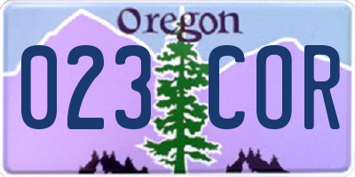 OR license plate 023COR