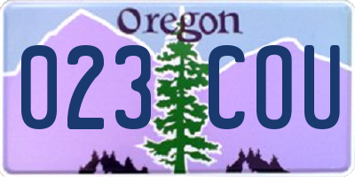 OR license plate 023COU
