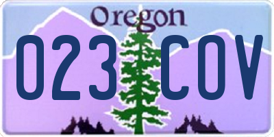 OR license plate 023COV