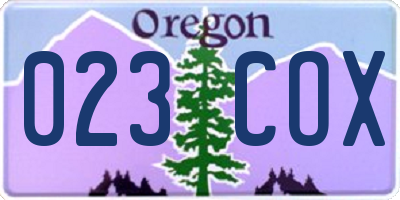 OR license plate 023COX