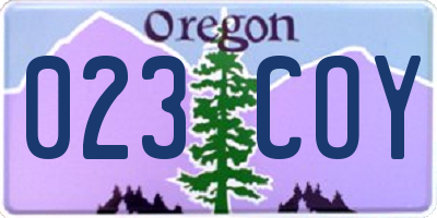 OR license plate 023COY