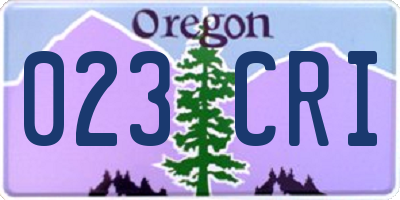 OR license plate 023CRI