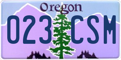 OR license plate 023CSM