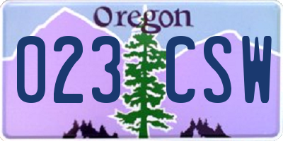 OR license plate 023CSW