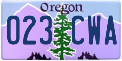 OR license plate 023CWA