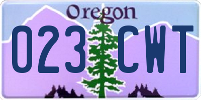 OR license plate 023CWT