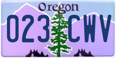 OR license plate 023CWV