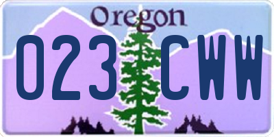 OR license plate 023CWW