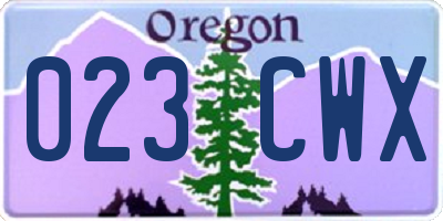 OR license plate 023CWX