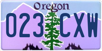OR license plate 023CXW