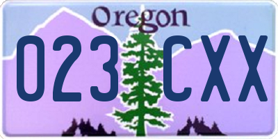OR license plate 023CXX