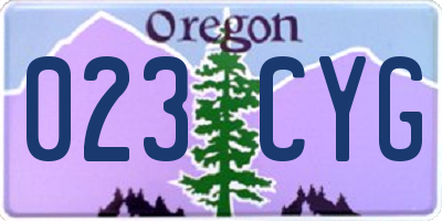 OR license plate 023CYG
