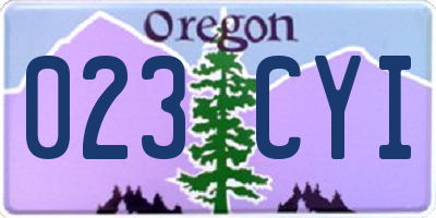 OR license plate 023CYI