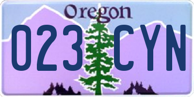 OR license plate 023CYN