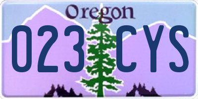 OR license plate 023CYS