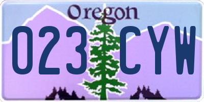 OR license plate 023CYW
